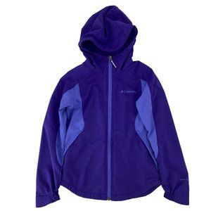 Girls COLUMBIA Omni-Shield Hooded Zip Reflective Purple Jacket Size S (7/8)